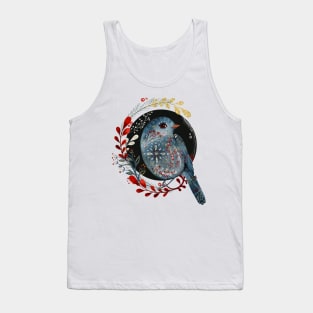 Nordic Folk Art Bird, Woodland Animal Folk Art Tank Top